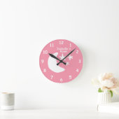 Roze maan en sterren kinder slaapkamer, aangepast ronde klok (Huis)