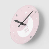 Roze maan en sterren ronde klok (Hoek)