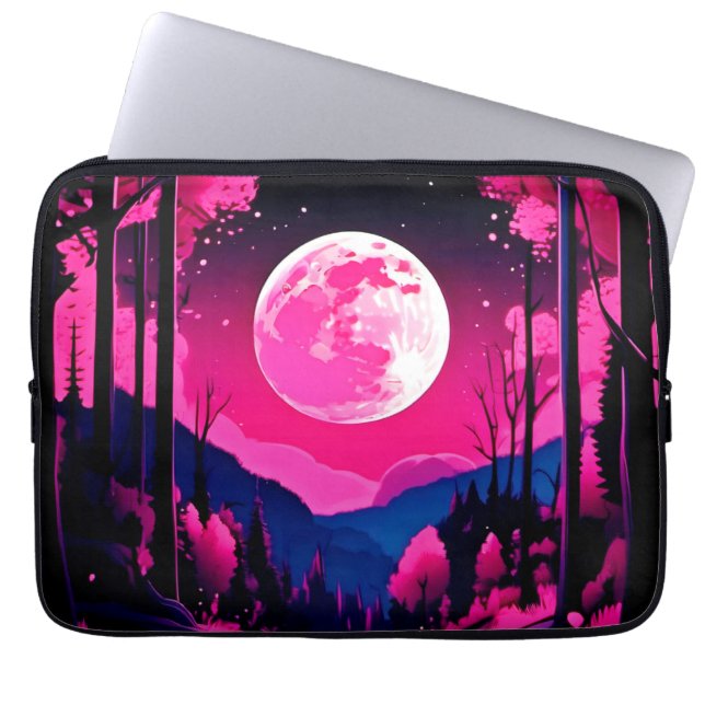Roze Maan Fantasie Laptop Sleeve (Voorkant)
