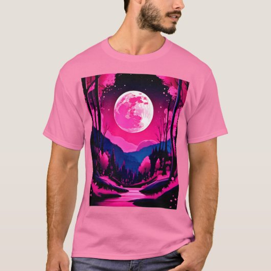 Roze Maan Fantasie T-shirt (Voorkant)