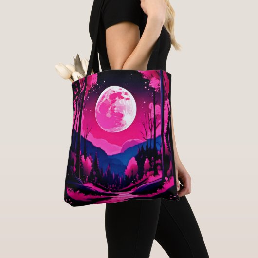 Roze Maan Fantasie Tote Bag (Dichtbij)