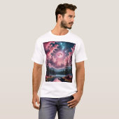 Roze Maan Fantasy Dromerige Nacht Hemellandschap T T-shirt (Voorkant volledig)
