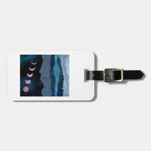 Roze Maan Fases Landschap Bagagelabel (Voorkant horizontaal)