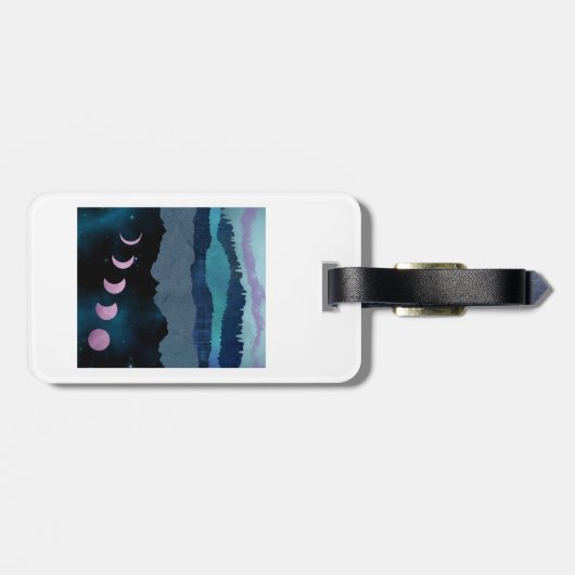 Roze Maan Fases Landschap Bagagelabel (Achterkant horizontaal)