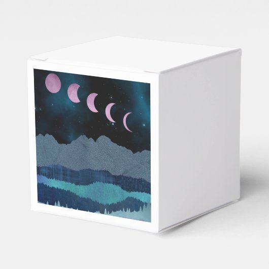 Roze Maan Fases Landschap Bedankdoosjes (Voorkant Zijde)