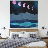 Roze Maan Fases Landschap Canvas Afdruk (Insitu (Slaapkamer))