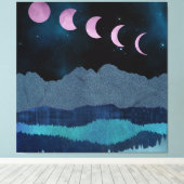 Roze Maan Fases Landschap Canvas Afdruk (Insitu (Houten vloer))