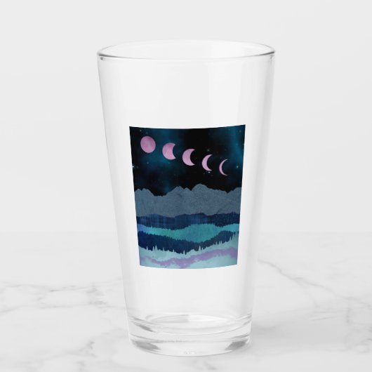 Roze Maan Fases Landschap Glas (Voorkant)