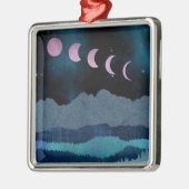 Roze Maan Fases Landschap Metalen Ornament (Links)