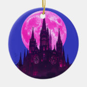Roze Maan Gotische kathedraal Keramisch Ornament (Voorkant)