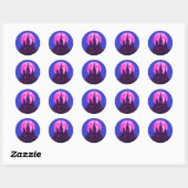 Roze Maan Gotische kathedraal Ronde Sticker (Vel)