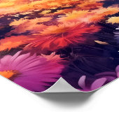 Roze maan nacht hemel bloemenlandschap | AI Poster (Hoek)