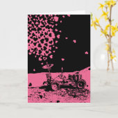 Roze Maan Rover Van Liefde Kaart (Gele Bloem)