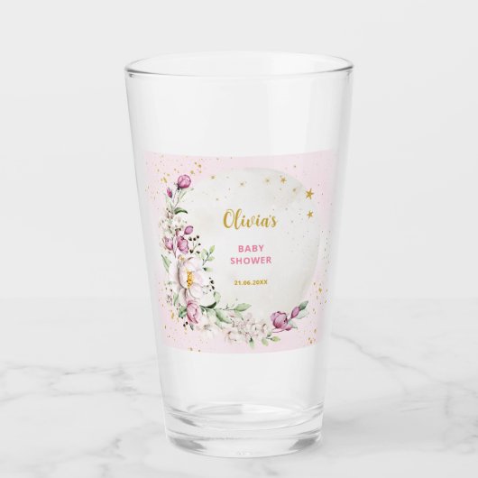 Roze Maan Roze Baby Shower Glas (Voorkant)