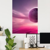 Roze maan - Roze plancanvas Poster (Thuiskantoor)