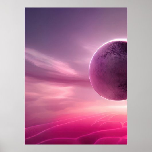 Roze maan - Roze plancanvas Poster (Voorkant)