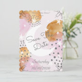 Roze maan slaat de datum op save the date (Staand voorkant)