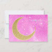 Roze Maan & Sterren Baby shower Dankjewel Kaart (Achterkant)