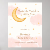 Roze Maan Sterren Twinkle Meisje Baby shower Welko