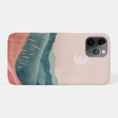 Roze Maan Teal Boho Berglandschap Case-Mate iPhone Case (Achterkant (horizontaal))