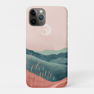 Roze Maan Teal Boho Berglandschap Case-Mate iPhone Case