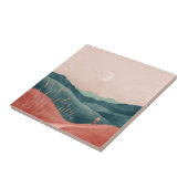 Roze Maan Teal Boho Berglandschap Tegeltje (Zijkant)