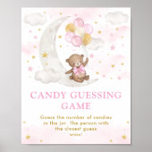 Roze Maan Teddy Bear Snoep Gissen Spel Teken Poster (Voorkant)