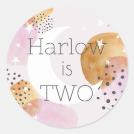 Roze Maan twee de maan Ronde Sticker