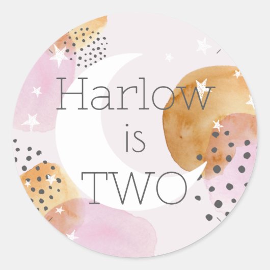 Roze Maan twee de maan Ronde Sticker (Voorkant)