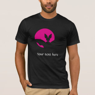 Roze Maan Vleermuis Silhouet Gotische Kunst T-shirt