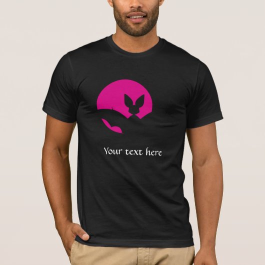Roze Maan Vleermuis Silhouet Gotische Kunst T-shirt (Voorkant)