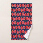 Roze maanbloem op blauw bad handdoek (Handdoek)
