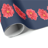 Roze maanbloem op blauw cadeaupapier (Rol Hoek)