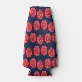 Roze maanbloem op blauw flesjeskoeler (Voorkant)