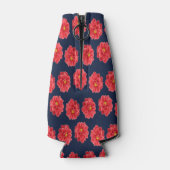 Roze maanbloem op blauw flesjeskoeler (Achterkant)