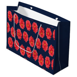Roze maanbloem op blauw groot cadeauzakje