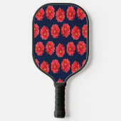 Roze maanbloem op blauw pickleball paddle (Achterkant)