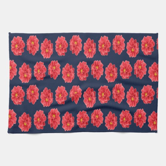 Roze maanbloem op blauw theedoek (Horizontaal)