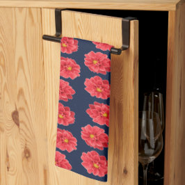Roze maanbloem op blauw theedoek