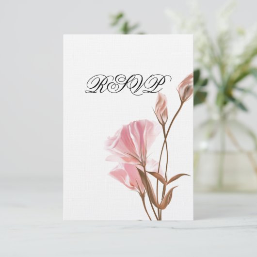 Roze Maanbloem RSVP Uitnodiging (Staand voorkant)