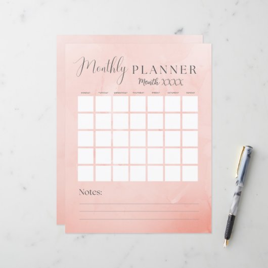 Roze Maandkalender en Budget (Voorkant / Achterkant in situ)
