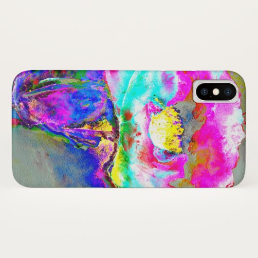 Roze maandop, waterverf bloemschilderij Case-Mate iPhone case (Achterkant (horizontaal))