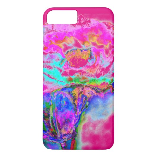 Roze maandop, waterverf bloemschilderij Case-Mate iPhone case (Achterkant)