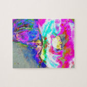 Roze maandop, waterverf bloemschilderij legpuzzel (Horizontaal)