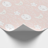 Roze maansterren en wolken Baby shower Cadeaupapier (Hoek)