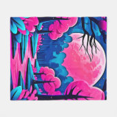 Roze Maanverlichte Bos Kunst Fleece Deken (Voorkant (Horizontaal))