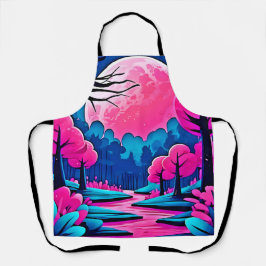 Roze Maanverlichte Bos Kunst Schort