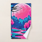 Roze maanverlichte boskunst bad handdoek (Handdoek)