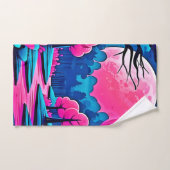 Roze maanverlichte boskunst bad handdoek (Handdoek)