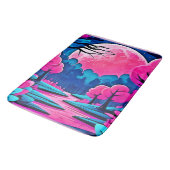 Roze maanverlichte boskunst badmat (Gekanteld)